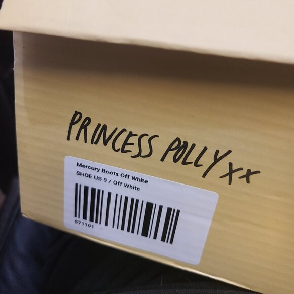 New in Box Princess Polly Mercury Ecru Patent Go-Go Knee High Heel Boots - Picture 7 of 7